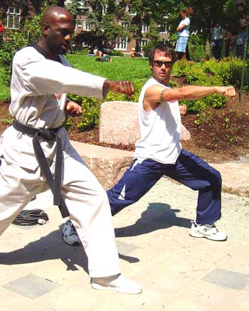 Richard T. Jones and Tae kwon do trainer